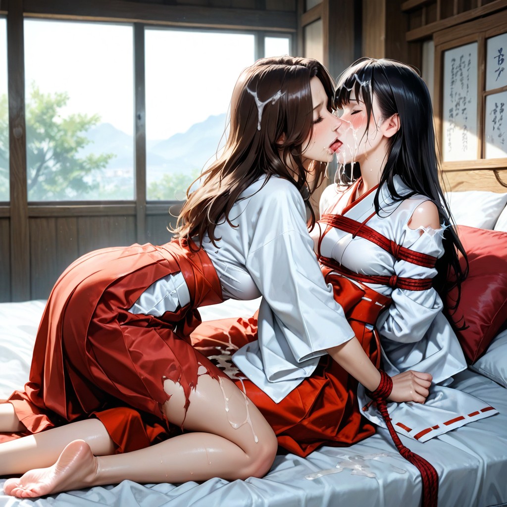 Bare Feet, Red Hakama Skirt, Kimono Porno IA