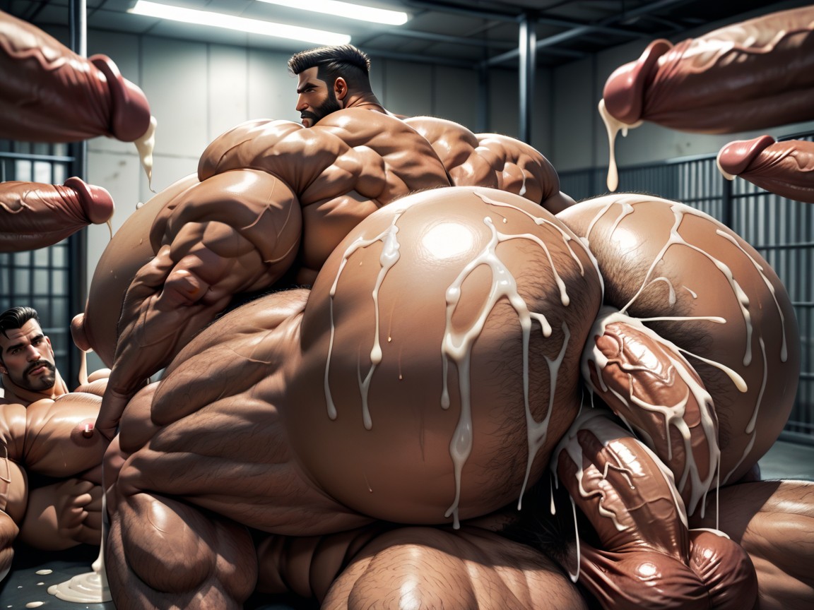 Big Pecs, Prison, Allongé Porno IA Gay
