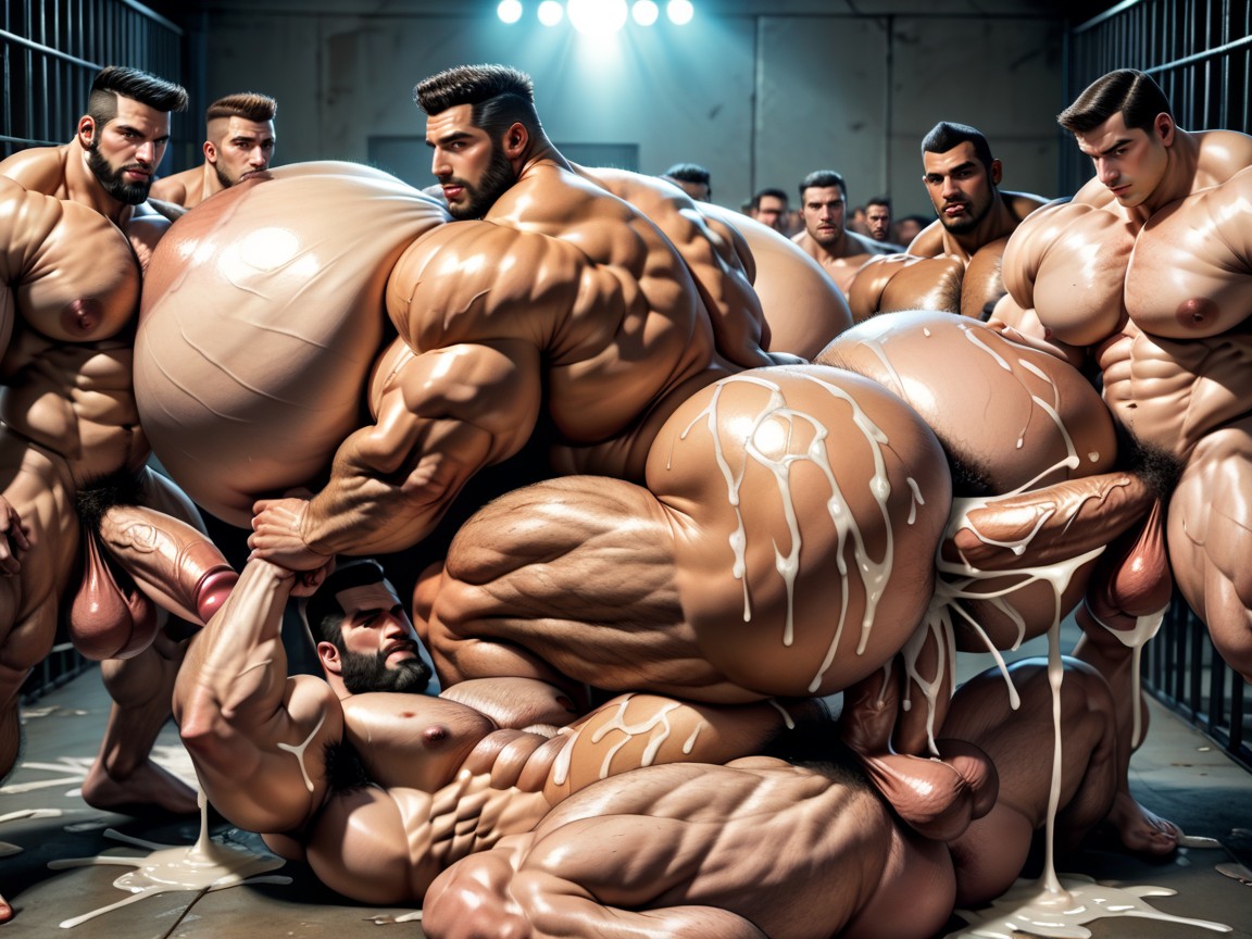 Épais, Sweaty, Hyper Bulky Porno IA Gay
