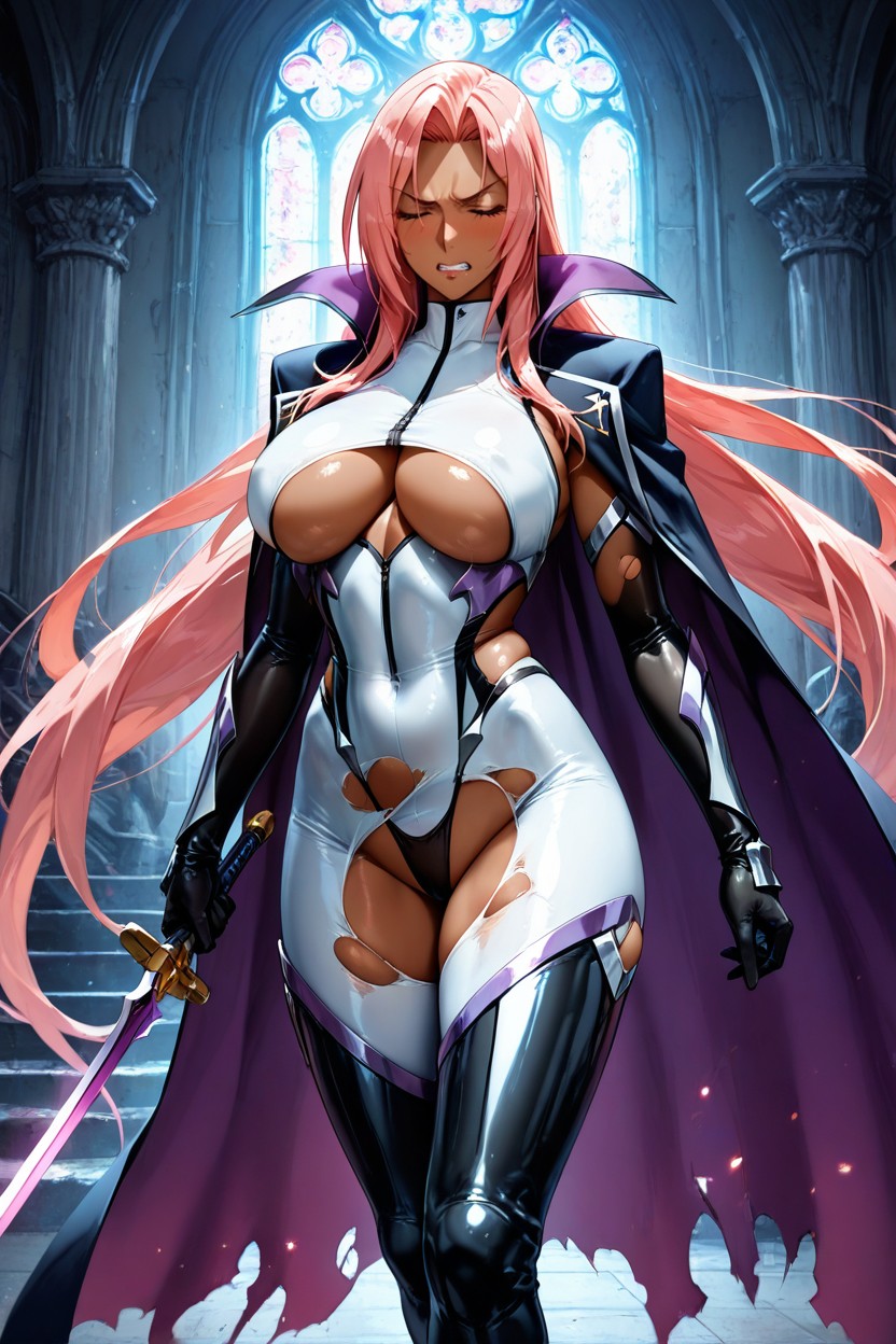 Taimanin Latex Suit, Dark Skin, High Resolution Hentai AI Porn