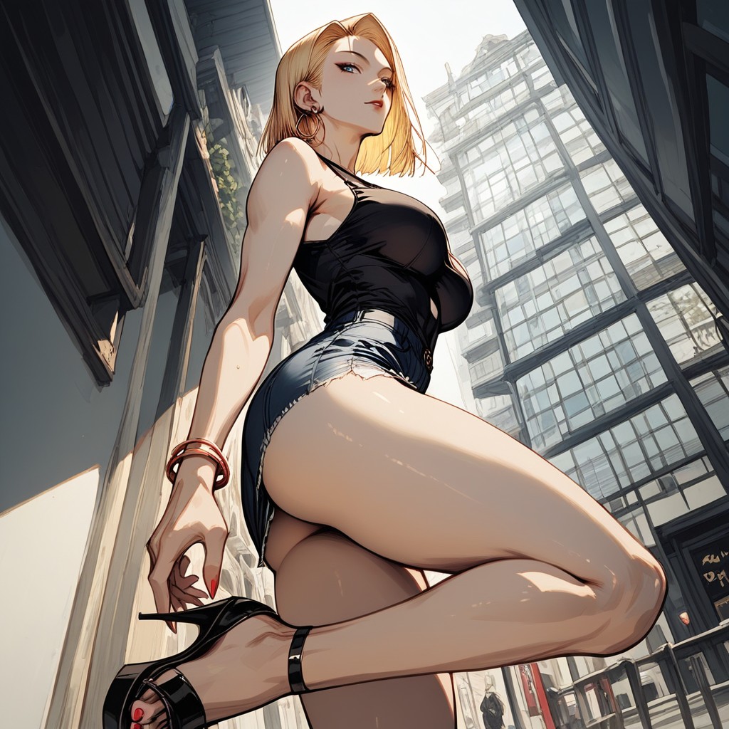 Hoop Earrings, Side View, Blue Hour Hentai AI Porn
