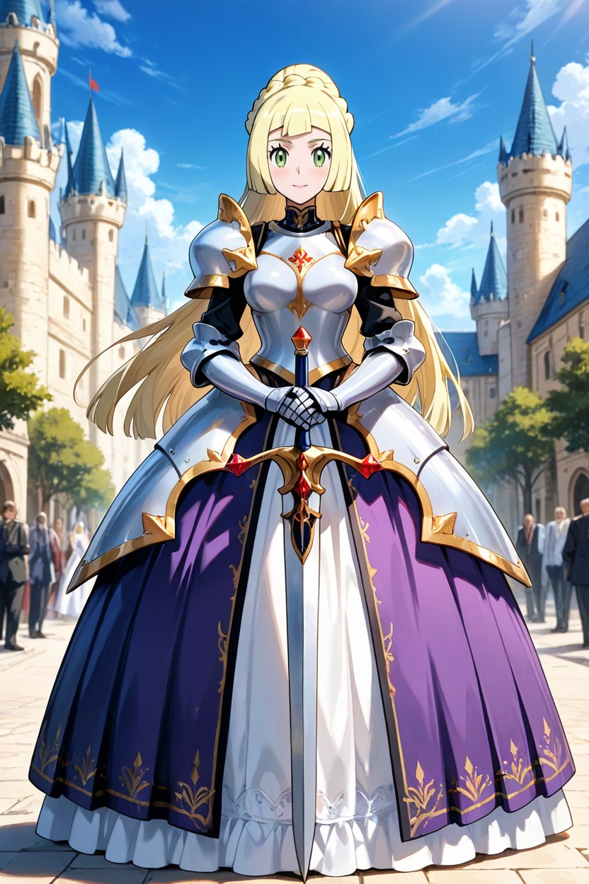 Armored Skirt, No Skin Showing, Covered Breasts AI Porn