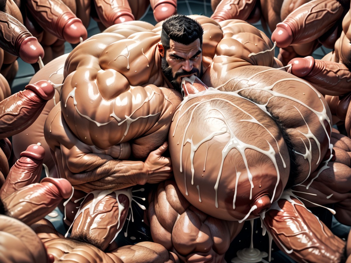 Big Pecs, Gruppen-sex, Hyper Breasts Porno IA Gay