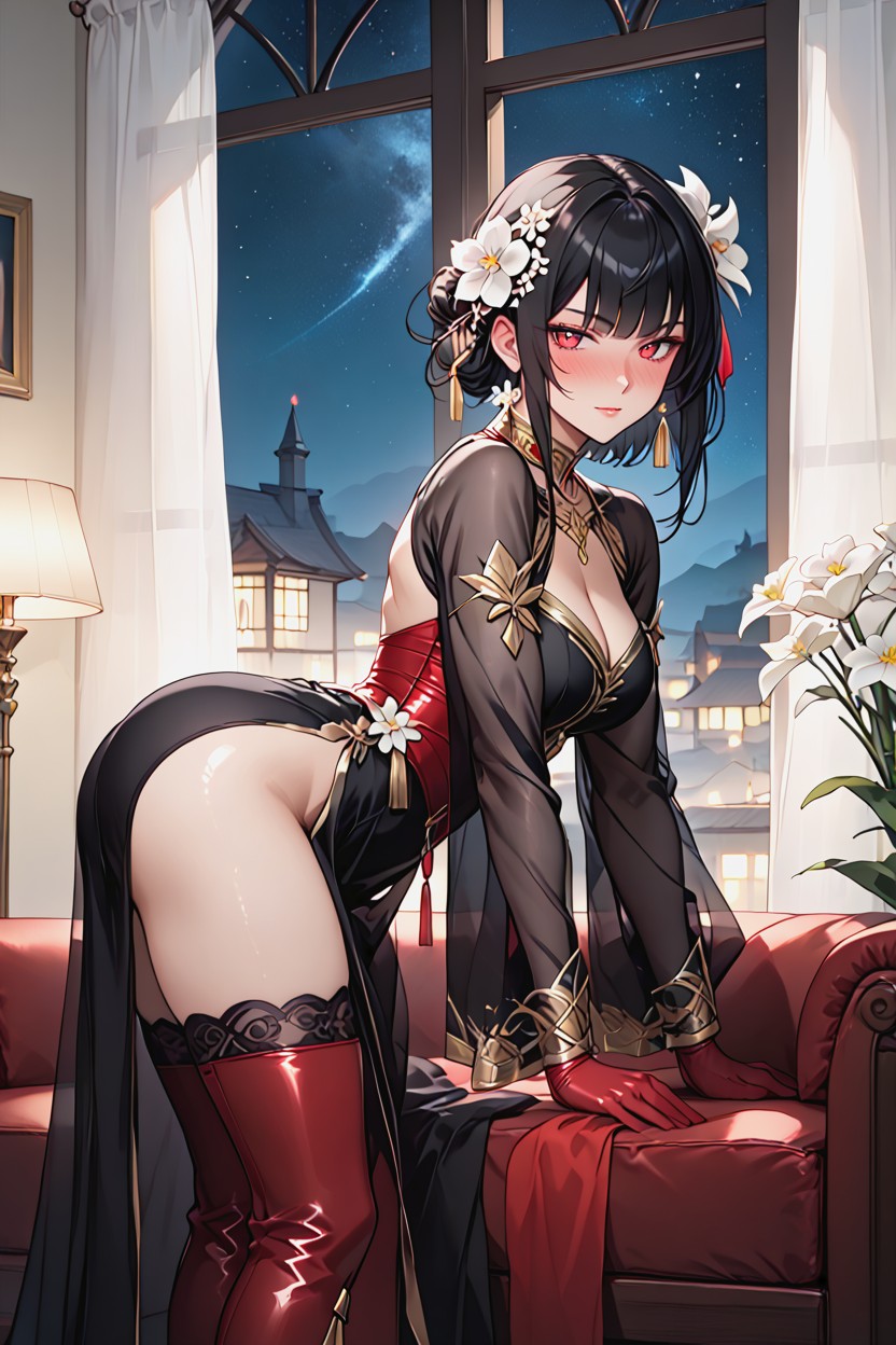 Bedroom Eyes, Detailed Eyes, Oiled Skin Hentai AI Porn