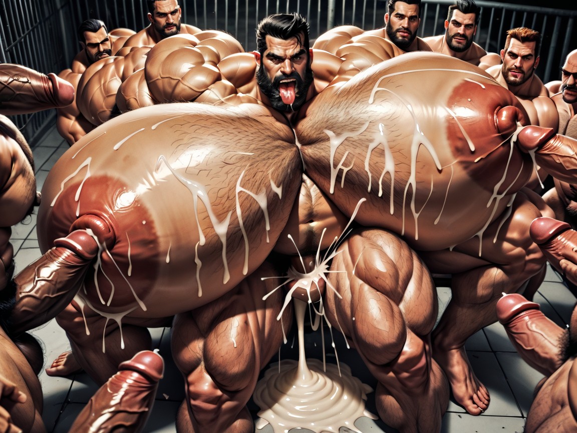 Vue De Côté, Hyper Bulky, Hyper Boobed Transmen Massive Orgy Porno IA Gay