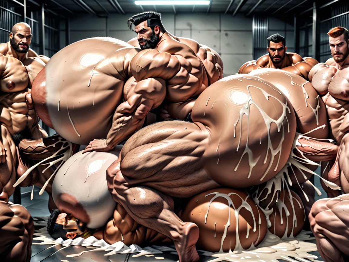 Big Pecs, Cum Everywhere On Bodies, Hyper Boobed Transmen Massive Orgy 게이 AI 포르노