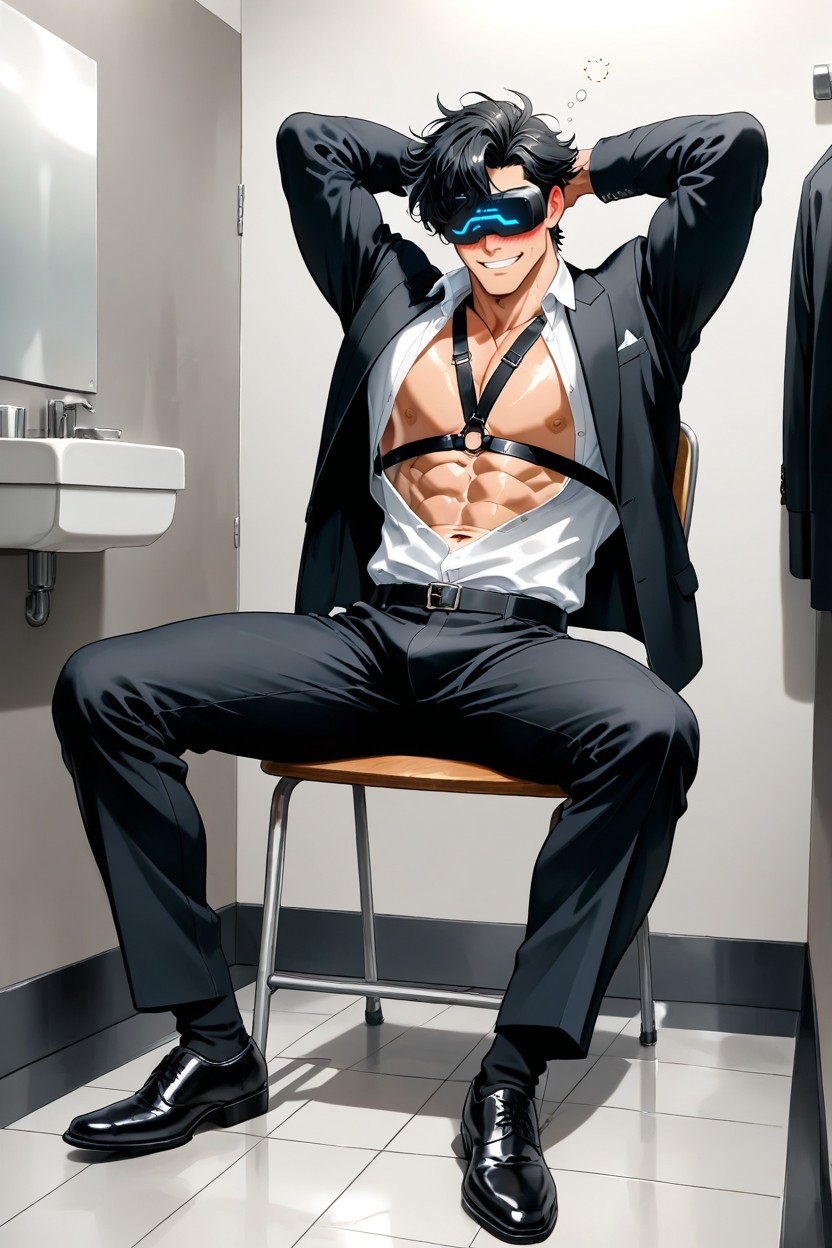 フィット, Black Pants, Virtual Reality Glasses ゲイAIポルノ