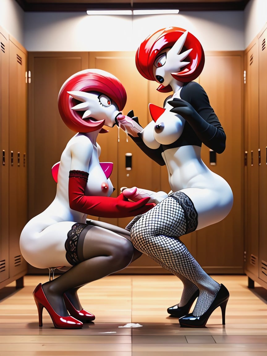 Medium, Black Fishnets, Exposed Breasts Furry AI Porn