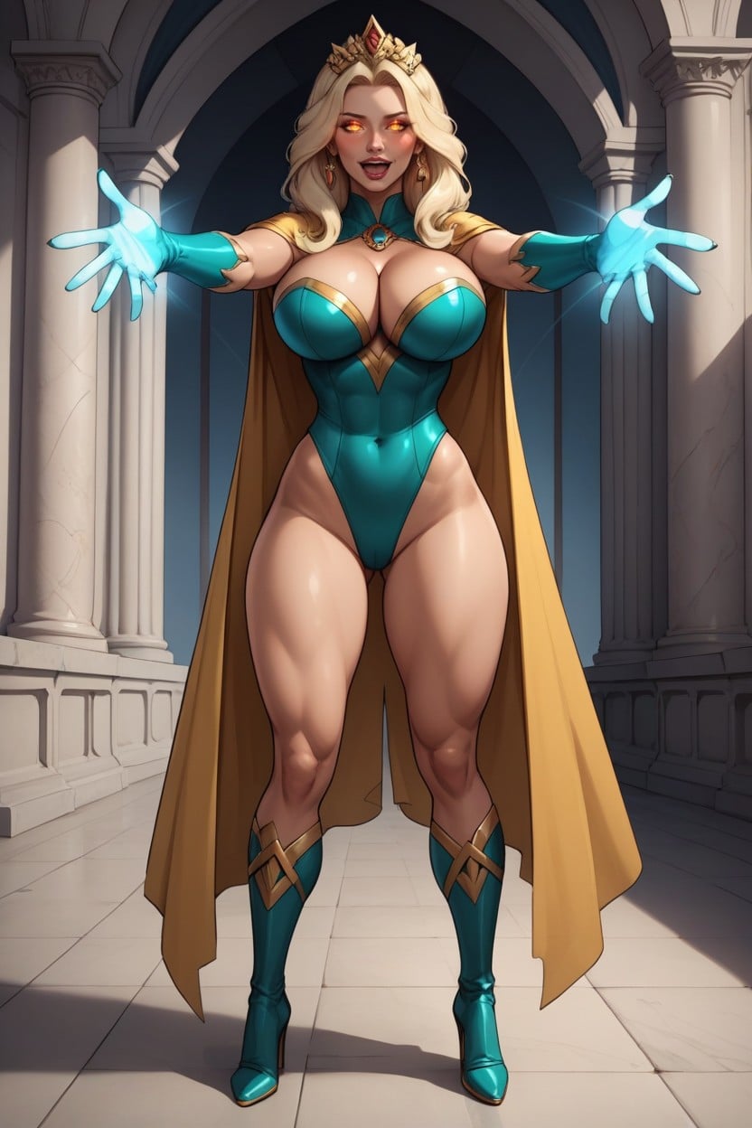 +, Arms Spread, Detailed Hair MILF AI Porn