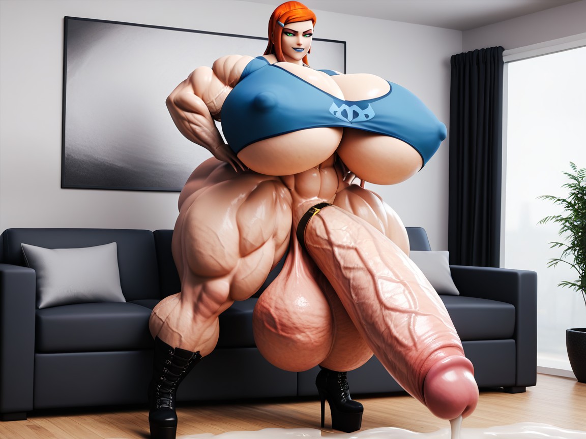 Tall, Hypermuscular, Form Fitting Clothes Shemale AI Porn