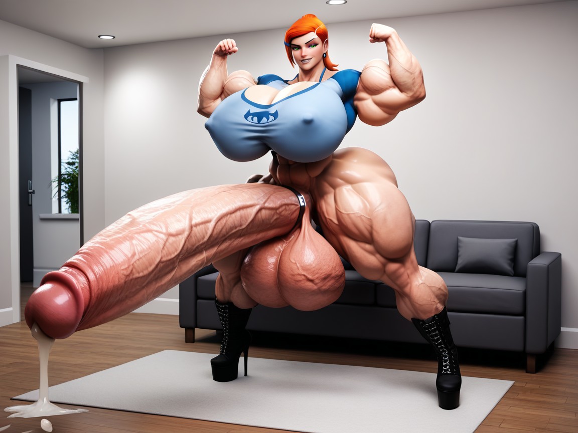 Hyper Gigantic Muscles, Absurdly Vascular Skin, Growing Shemale AI Porn