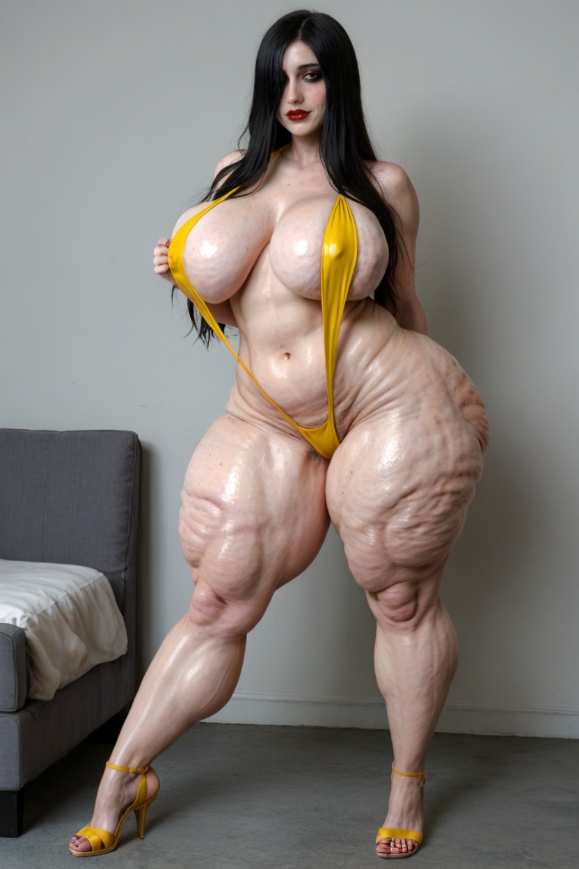 Rounded Breast, Yellow Bikini, Model AI Porn