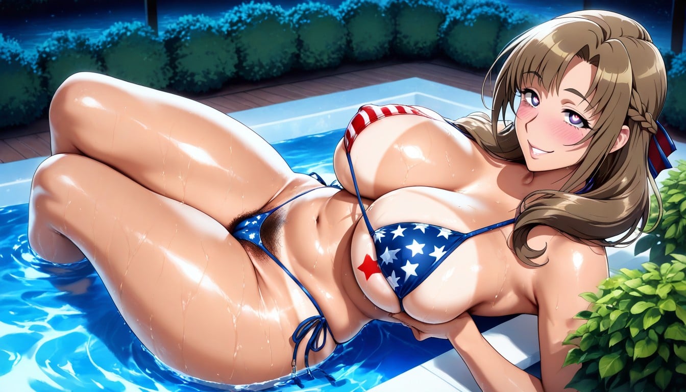 Hot Tub, Tan Lines, Voluptuous Hentai AI Porn