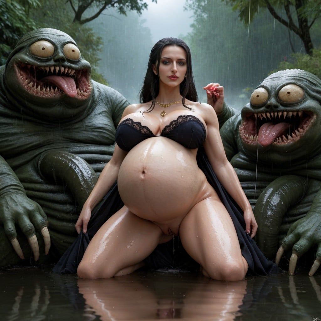 Huge Pregnant Belly Moving, Satan Inside Pussy, Multiple Large Bulges AI Porn