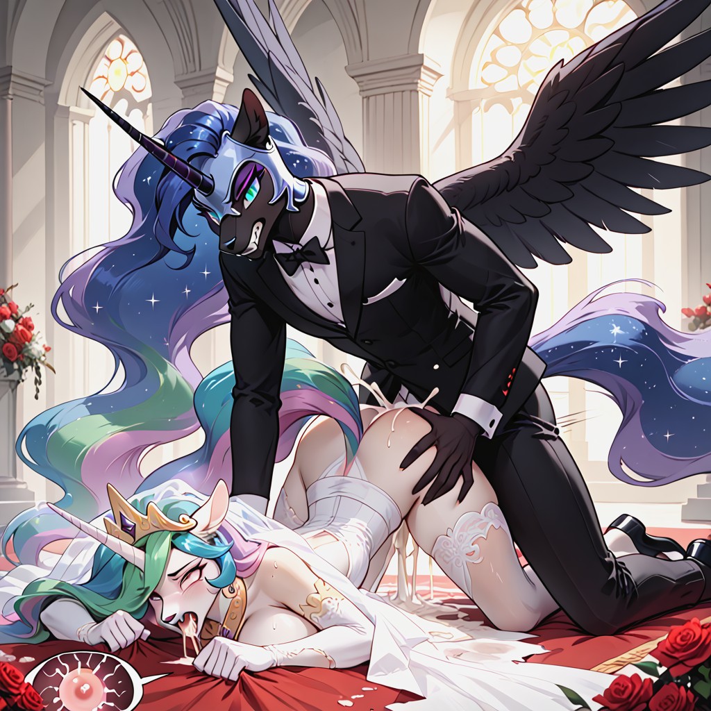 Rounded Breast, Wedding Dress, Horn Furry AI Porn