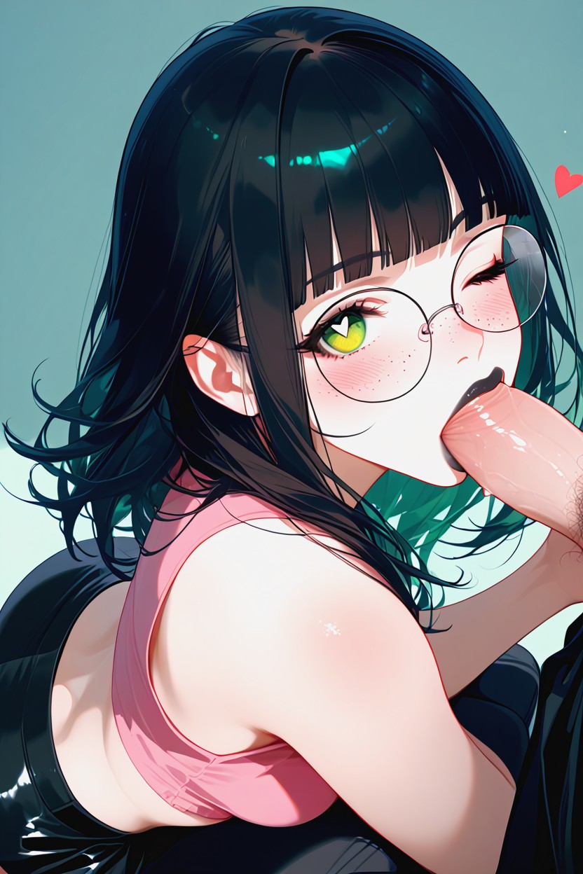 Smirk, Pink Crop Top, Black Skirt Hentai AI Porn
