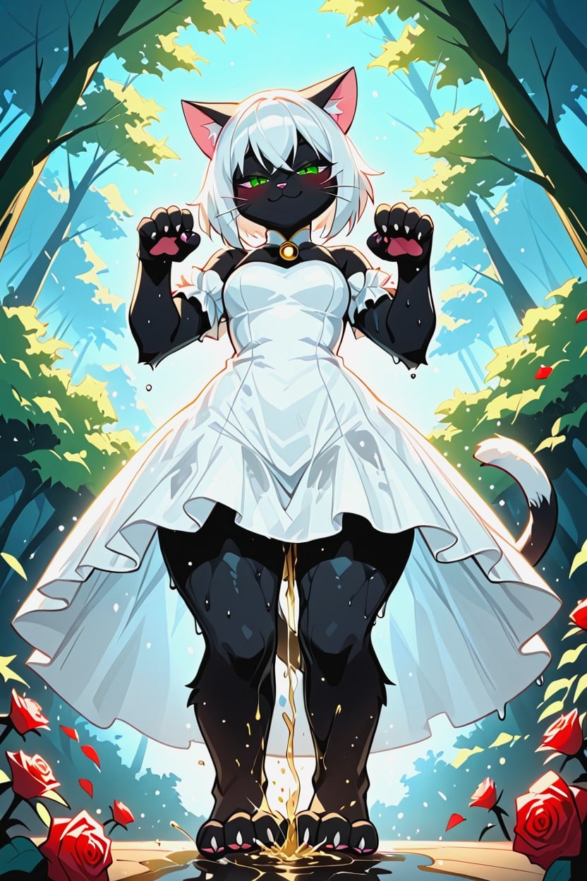White Wig With Roses On It, Pee On Dress, Adult Furry AI Porn