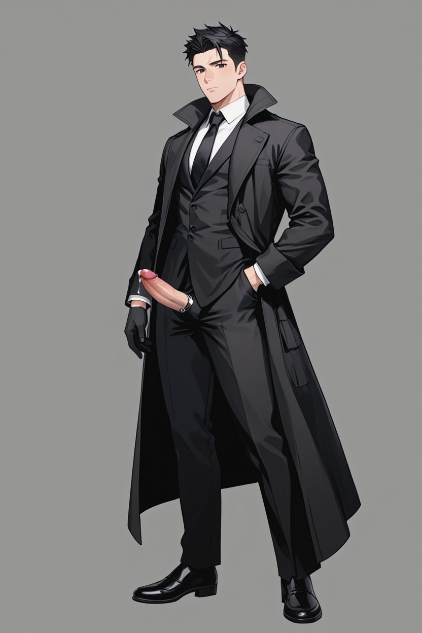 Solo, Legs Apart, Simple Grey Background Porno IA Gay