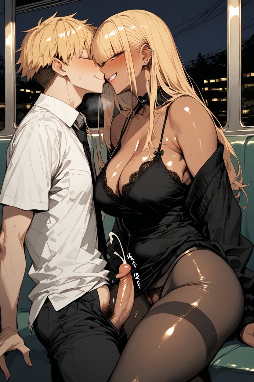 Rubbing Penis Between Thighs, Side View, Cameltoe Hentai AI Porn