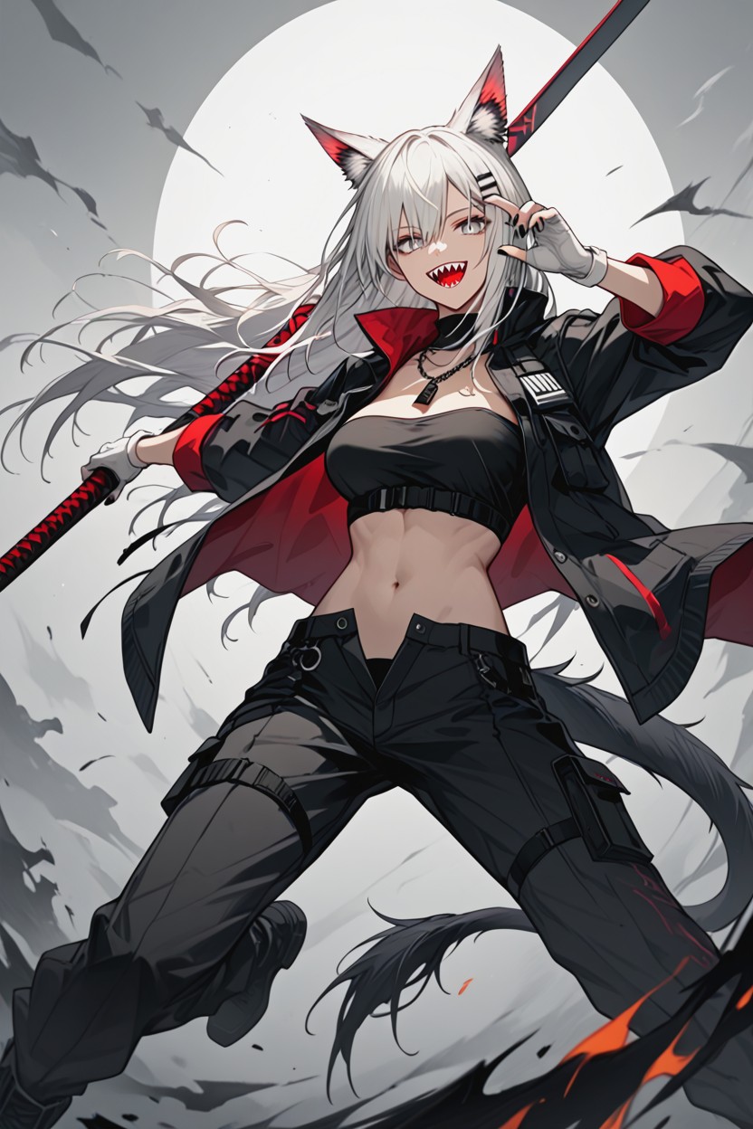 Weapon, White Eyes, Navel Hentai AI Porn