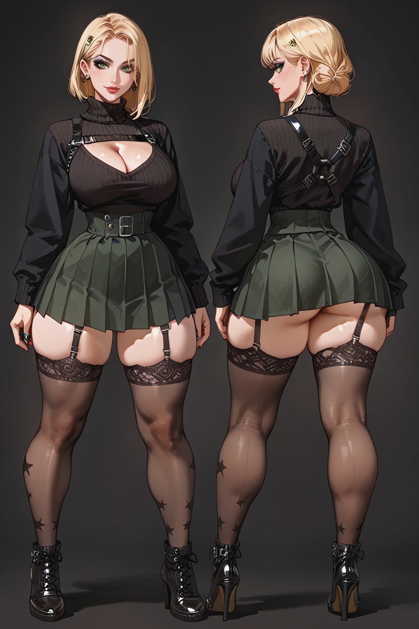 Green Eyes, Thick Thighs, Blonde AI Porn