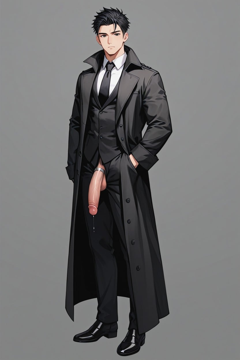 Wide Shoulders, Throbbing Penis, Black Trenchcoat With High Collar Porno IA Gay