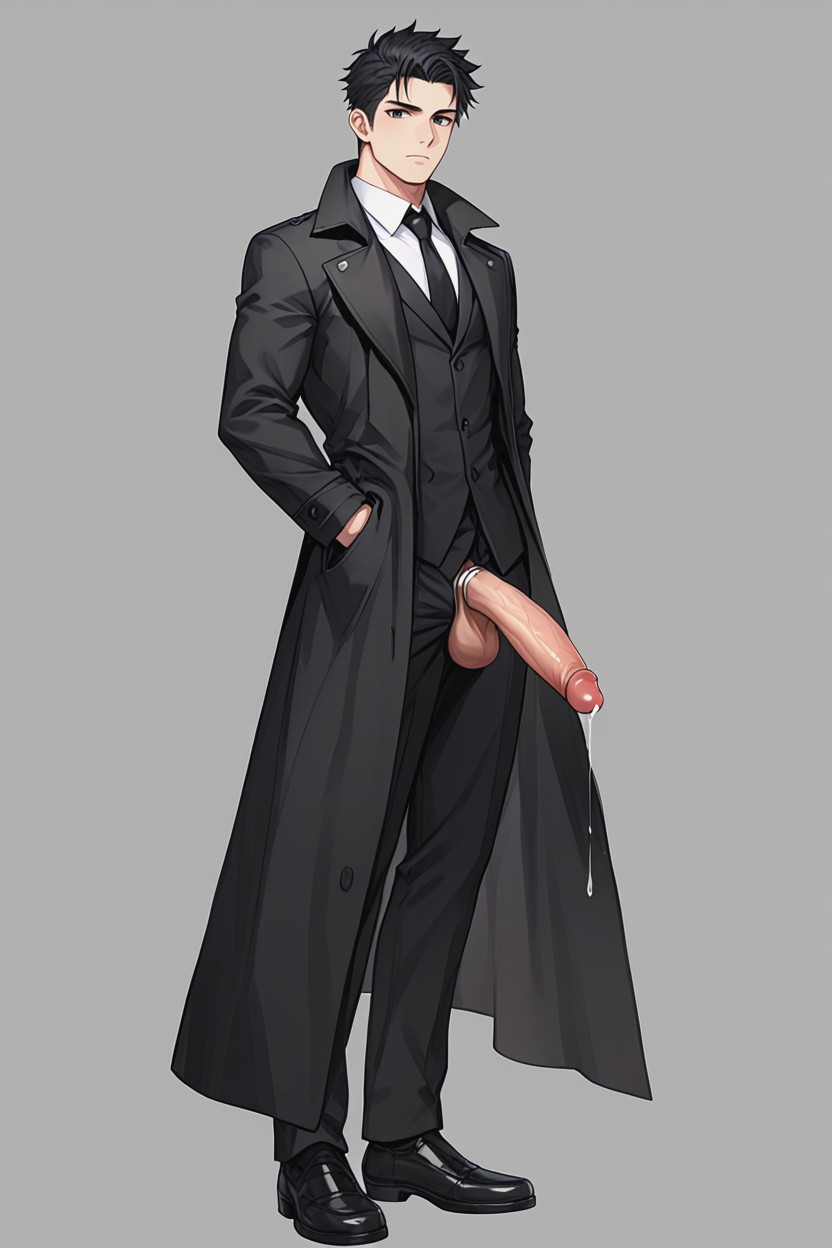 Open Penis, Wearing Black Pants, Black Clothes ゲイAIポルノ