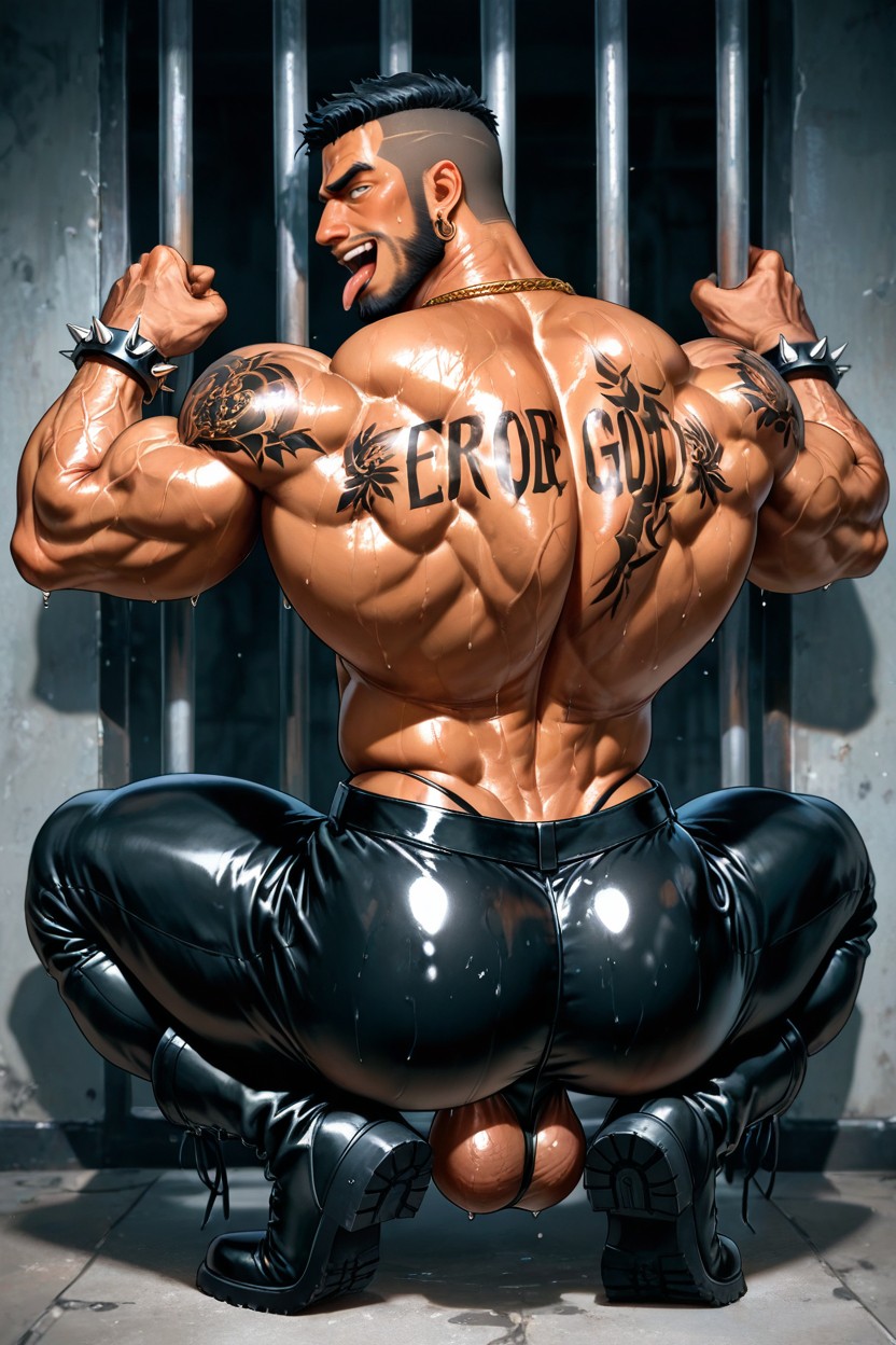 Leather Pants, Detailed Muscles, Xxl Size Balls Pornografia gay com IA