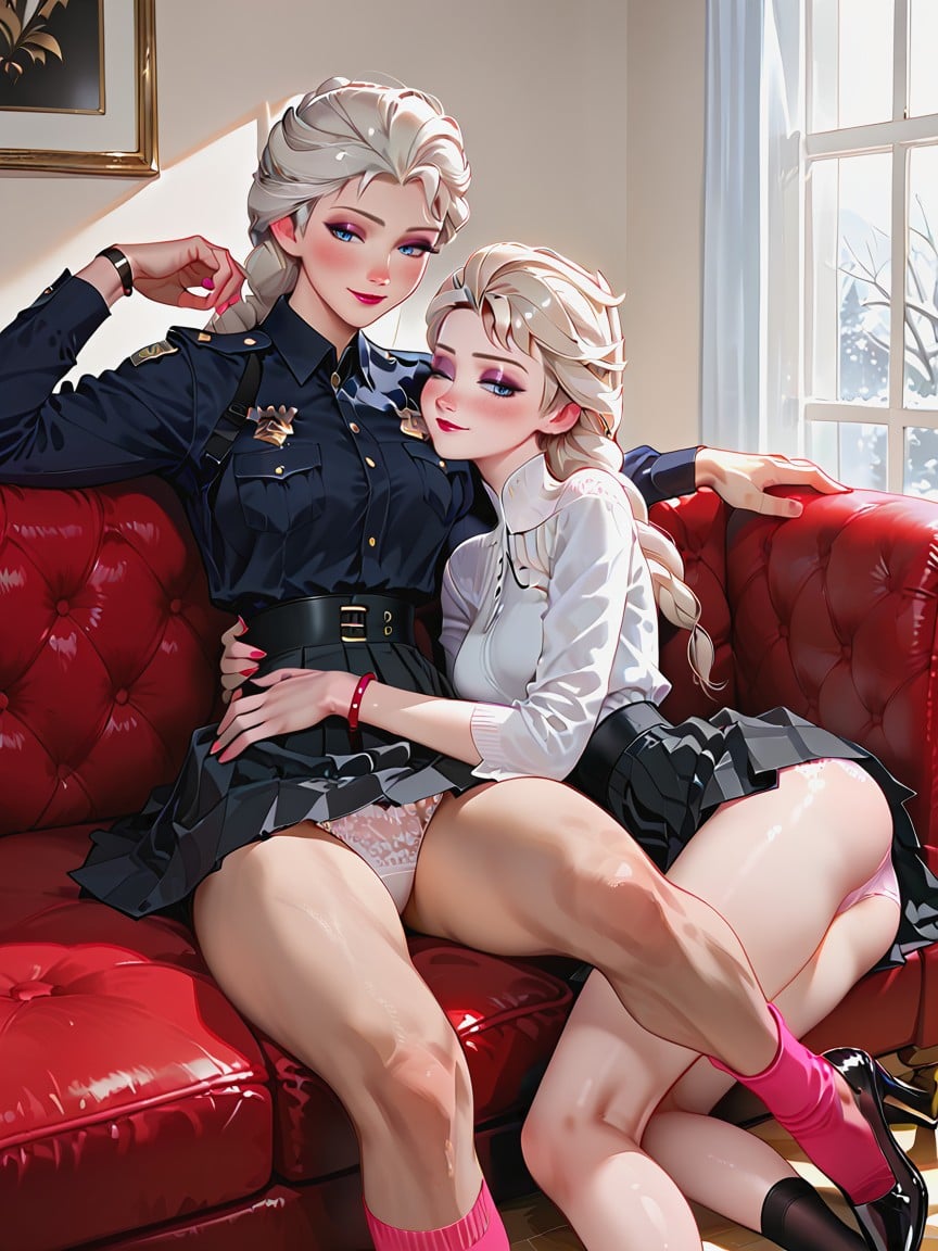 Deep Sleep, Black Lace Panties, Police Costume AI Porn