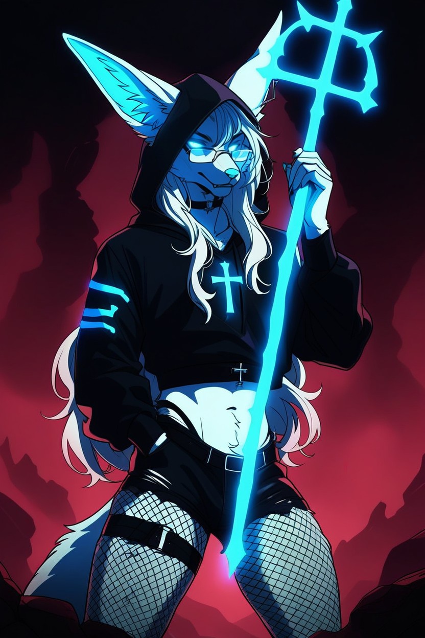 Boy, Two-tone Fur, Hood Up Furry AI Porn