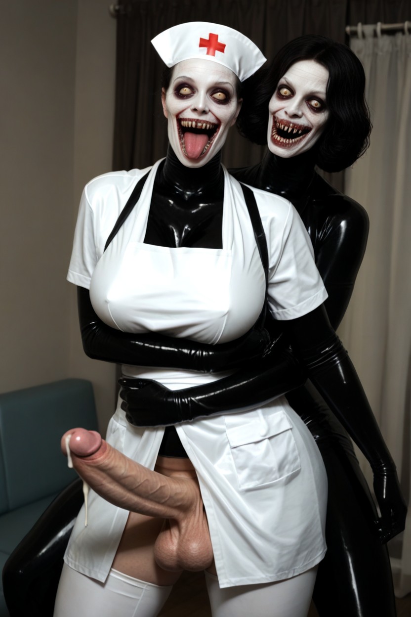 Ahegao, A Latex Skirt With Latex Opera Gloves, Horror Shemale AI Porn