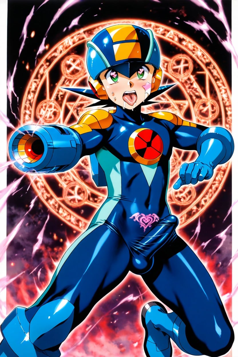 Drooling Heavily, Mega Man Battle Network, Blue Bodysuit Hentai AI Porn
