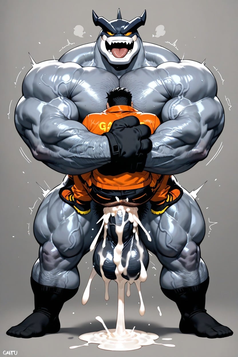 Intimately Hugging Male Worker From Behind, Gantu Furry, Full Body View Porno gay IA