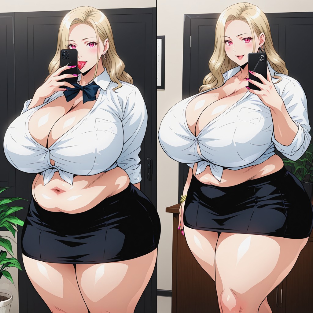 Selfie, Extremely Large Ass, Thick Thighs BBW AI Porn