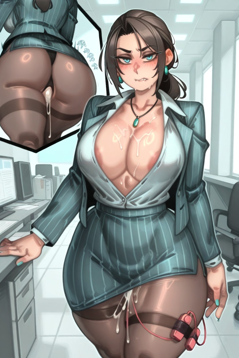 Large Breasts, Dynamic Angle, Ripped Thighband Pantyhose Hentai AI Porn