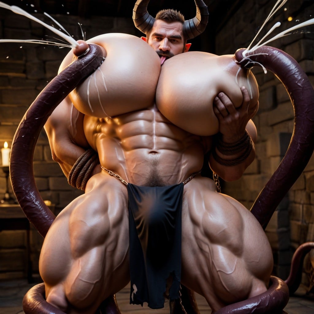 Massive Arms, Hyper Boobs, Oiled Skin Porno IA Gay