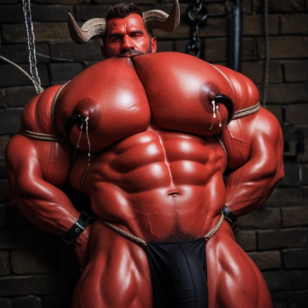 Hands Tied Behind Back, Massive Muscles, Massive Arms Porno gay IA