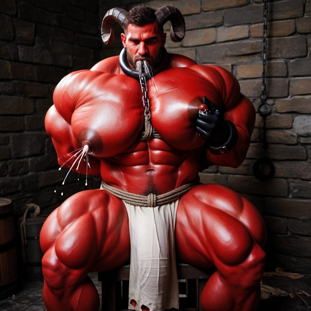 Cosplay, Suckle, Handsome Masculine Red Skin Devil Porno IA Gay