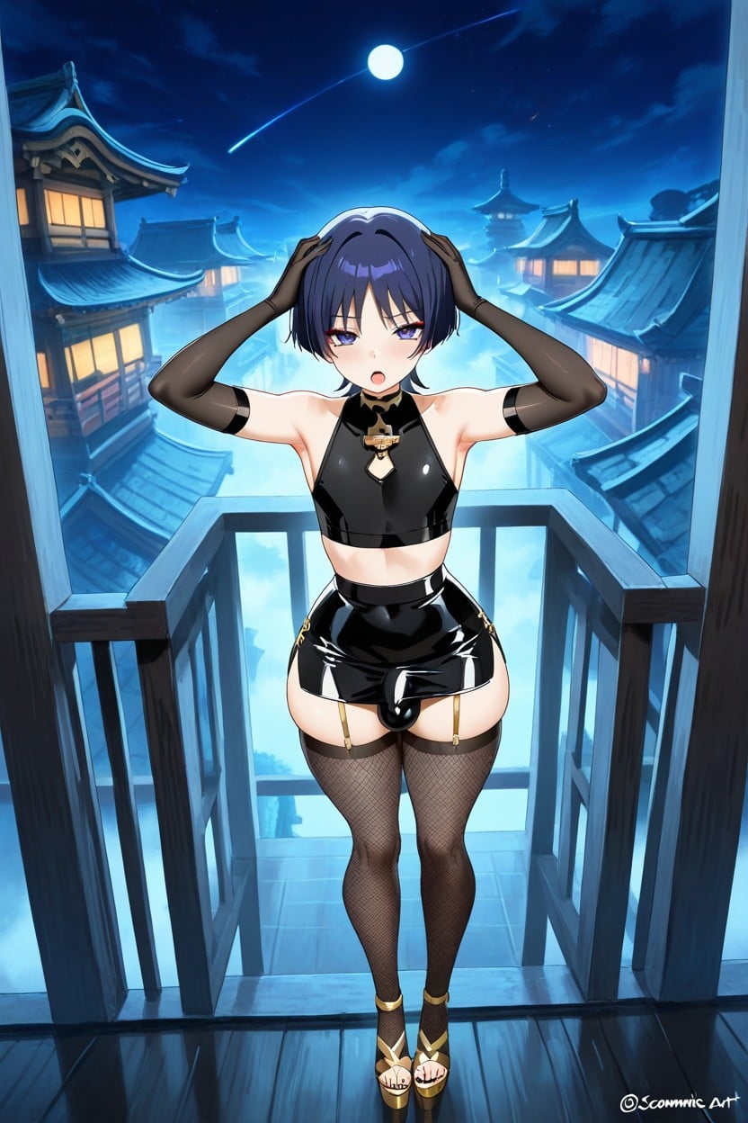 Scaramouche Femboytwink, High Resolution, Black Waist Pencil Skirt Porno gay IA
