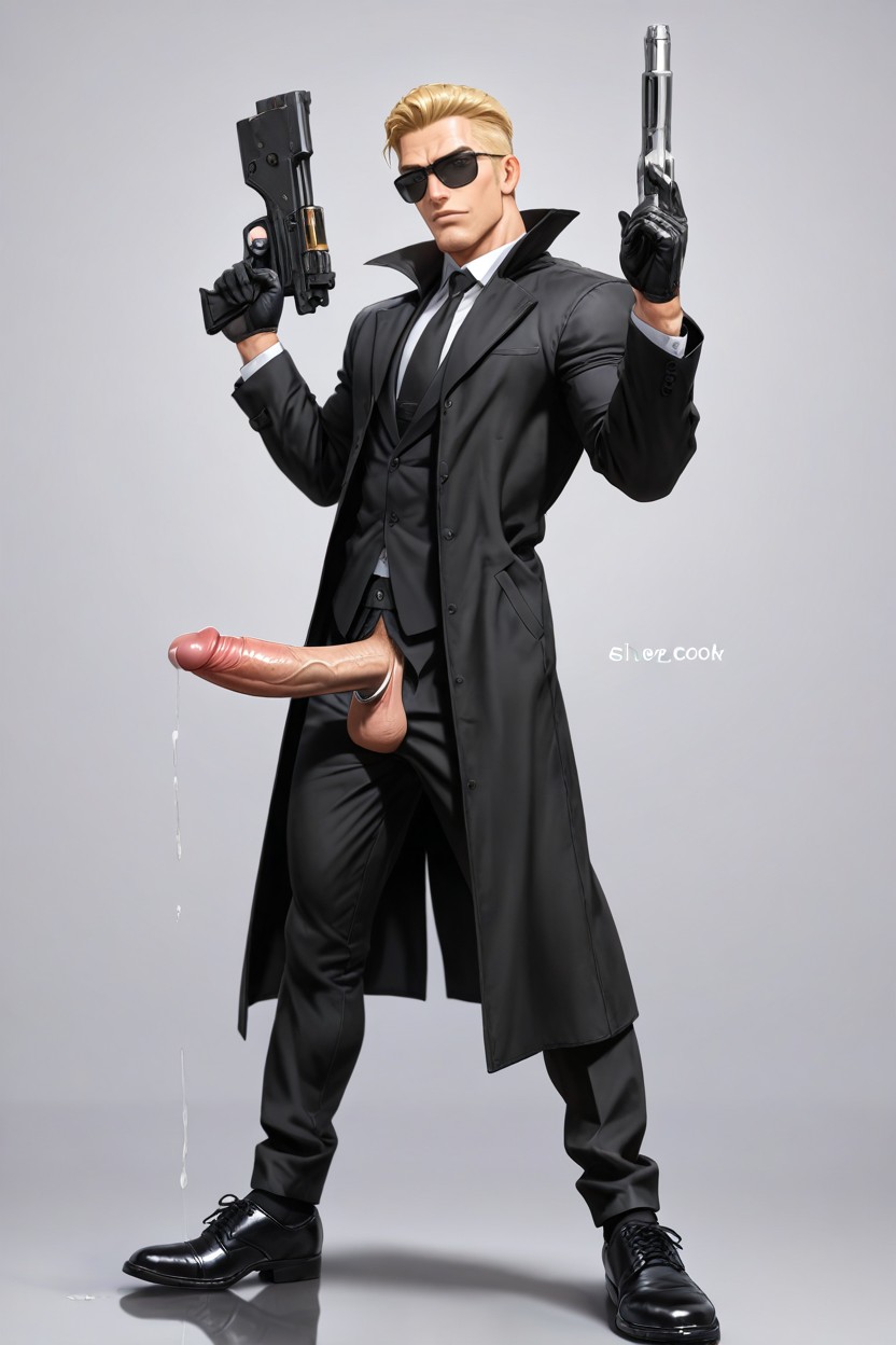 Simple Grey Background, Hard Penis, Modèle Porno IA Gay