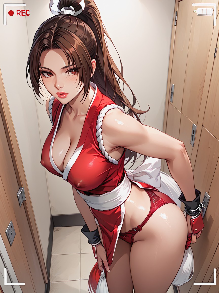 Top Down, Mouth Agape, Mai Shiranui From King Of Fighters Hentai AI Porn