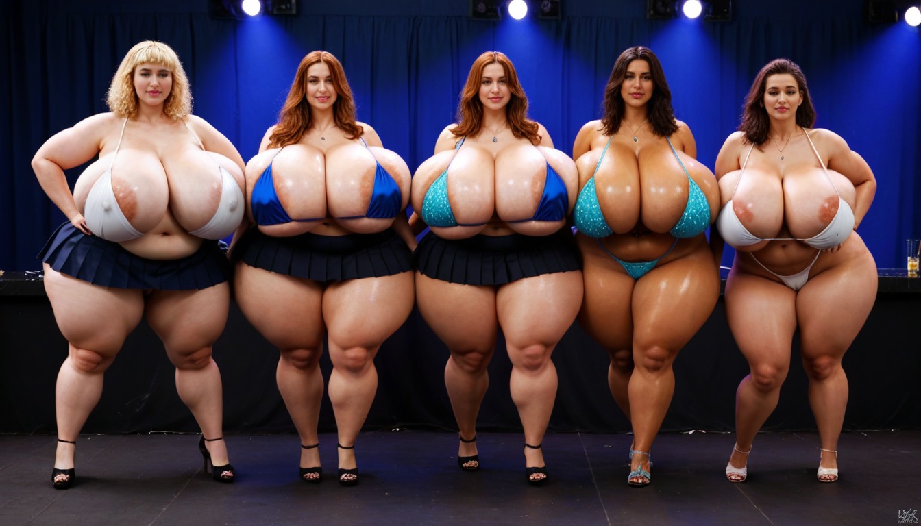 Breasts Covering Torso, Ussbbw Overweight Women, Long Blonde Red Brown Hair BBW AI Porn