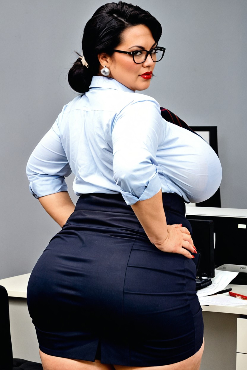 Meaty Thighs, Stern Expression, Medium Length Hair BBW AI Porn