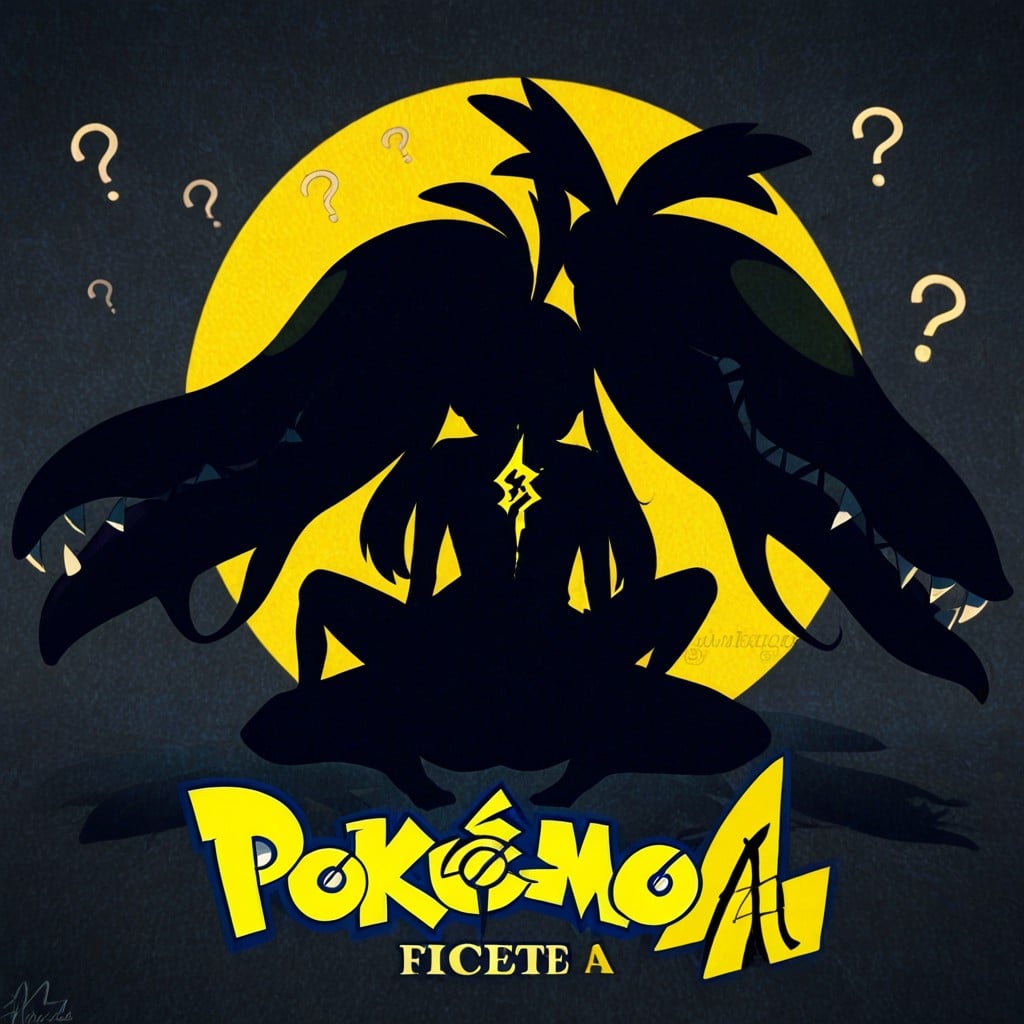 Silhouette, Yellow Pokemon Logo Watermark, A Yellow Logo Pokemon Porno IA