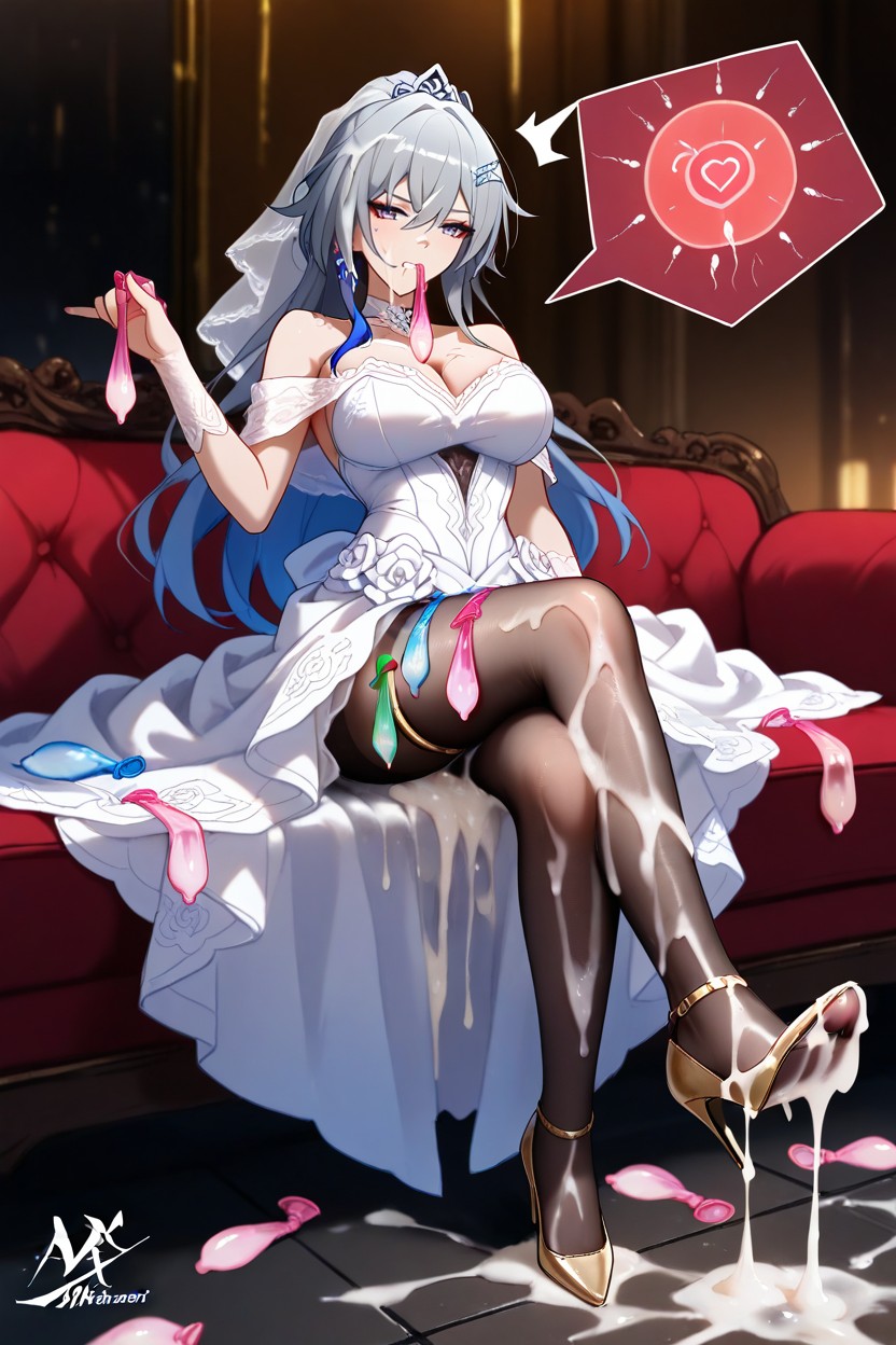 18+, Used Condom Waistband, Holding Many Used Condom In Mouth Hentai AI Porn