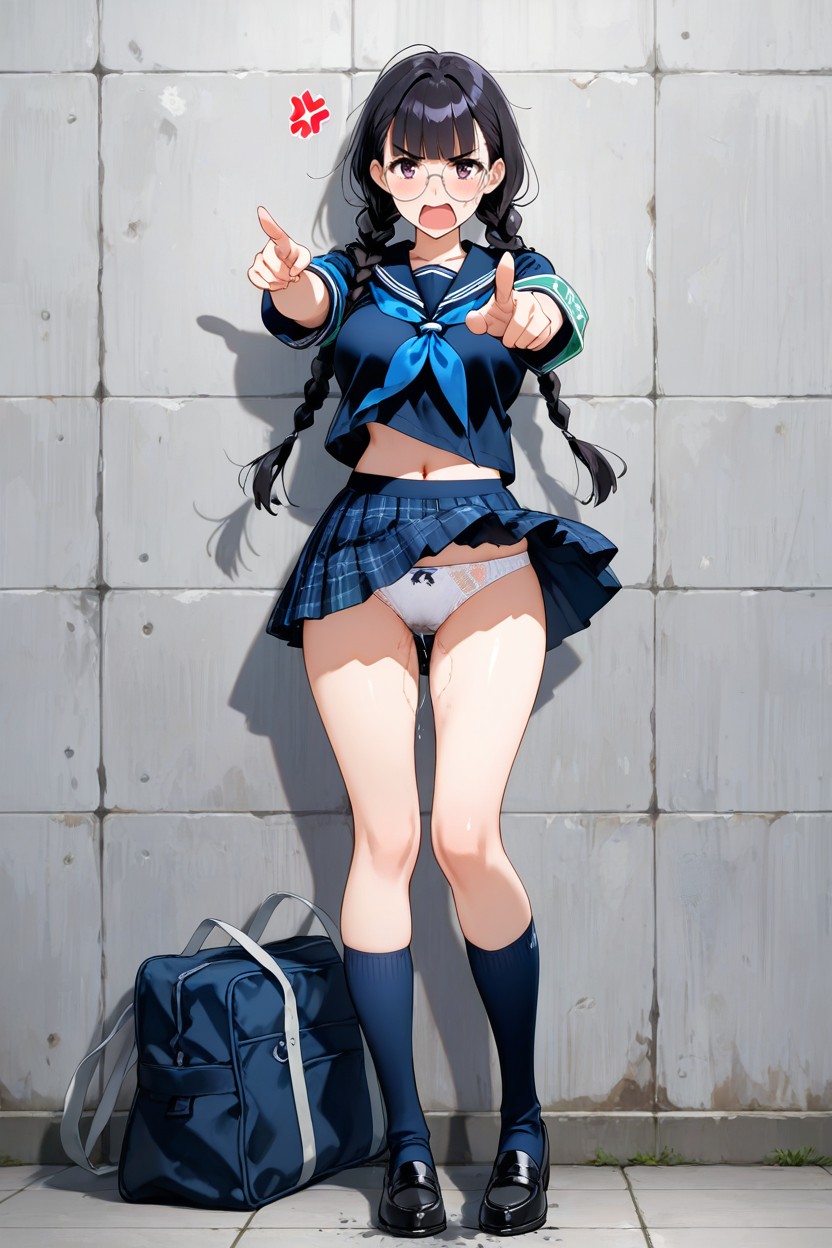 Serafuku, Detailed Face, No Makeup Female Porno IA