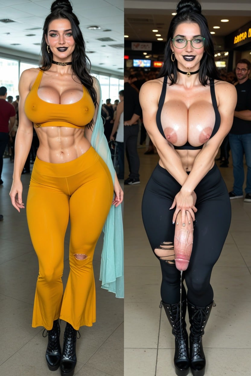 黑色, Huge Wide Hips, Woman Worshipping Penis AI黄片