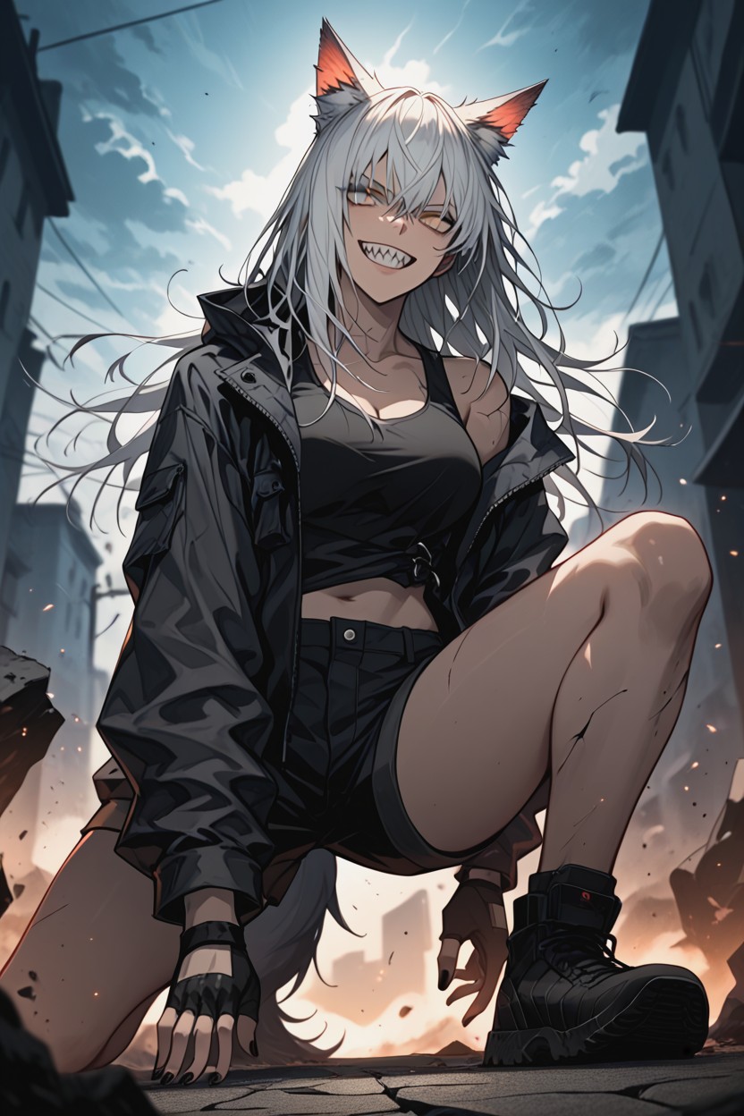 One Knee Slightly Bent, 18+, Bangs Hentai AI Porn
