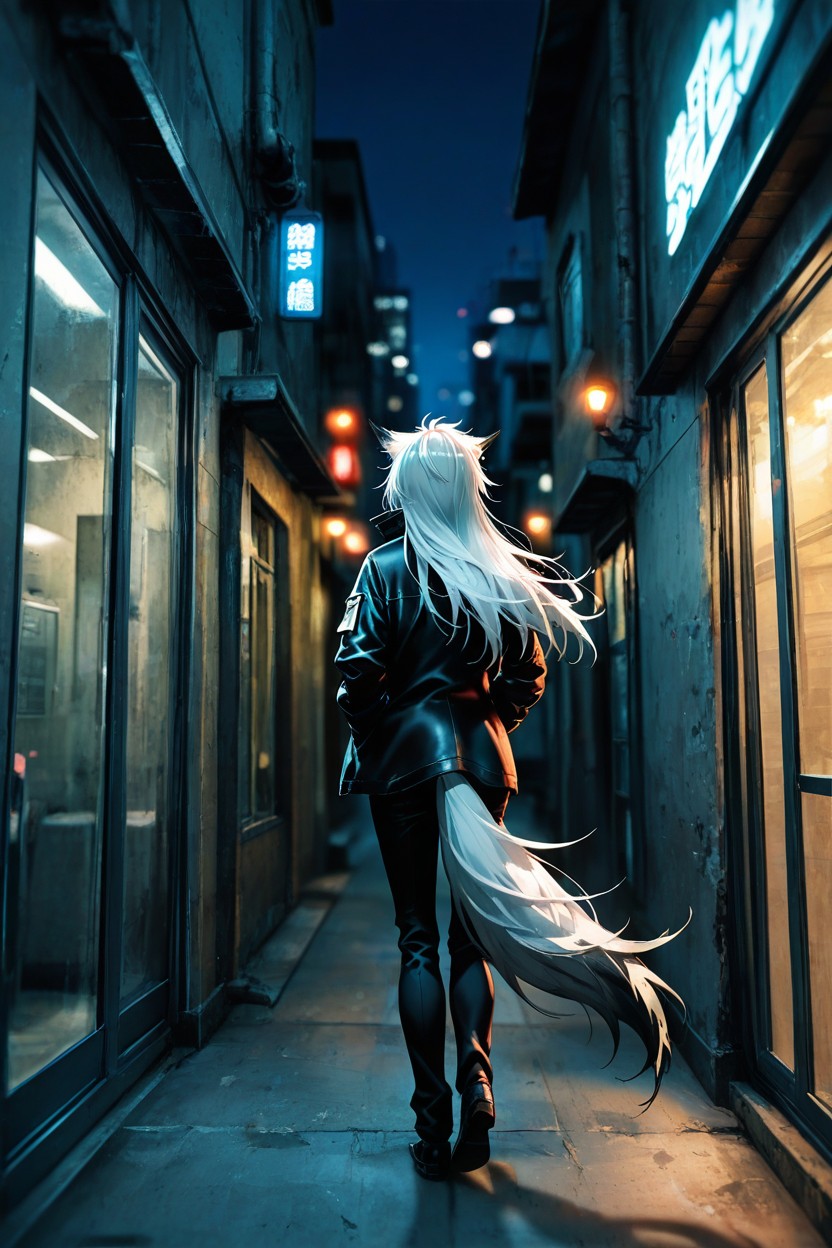 Relaxed But Alert Posture, Minimal Movement, White Hair Hentai AI Porn