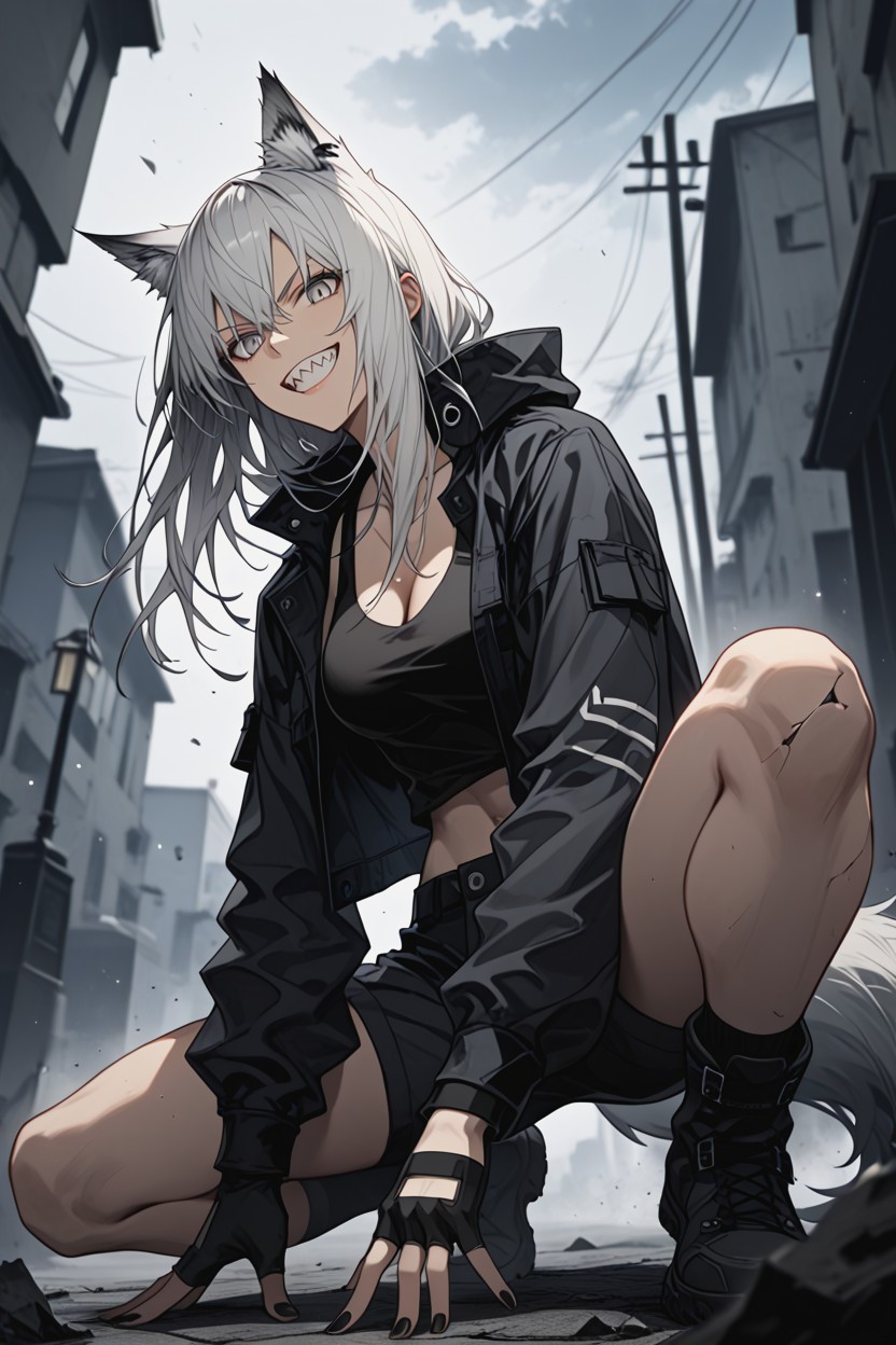Low Angle Close To The Ground, Dramatic Shadows, Subtle Grin Hentai AI Porn